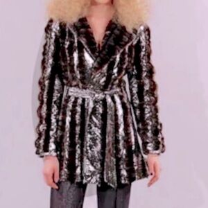 Rare Runway 2008 Real Leather Faux Mink Open Front Jacket
